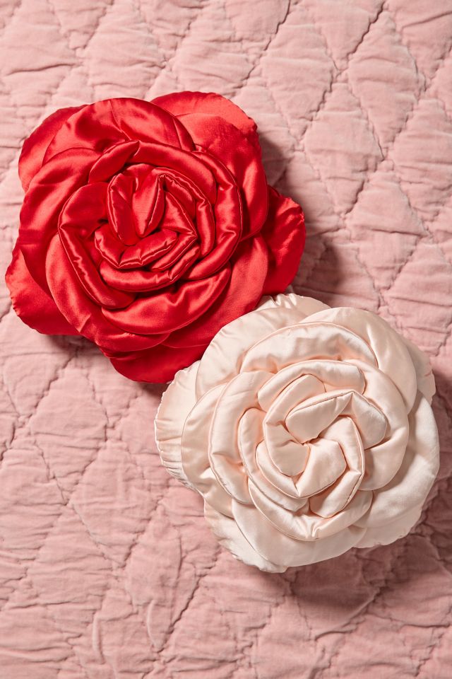 Layered Rose Satin Throw Pillow #3