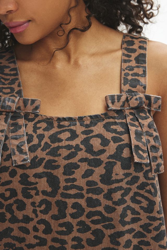 Neon Rose Leopard Print Drop Waist Mini Dress #2