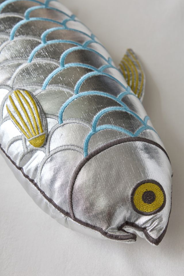 Giant Sardine Shaped Metallic Throw Pillow #2