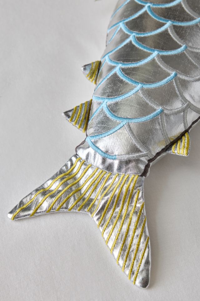 Giant Sardine Shaped Metallic Throw Pillow #3