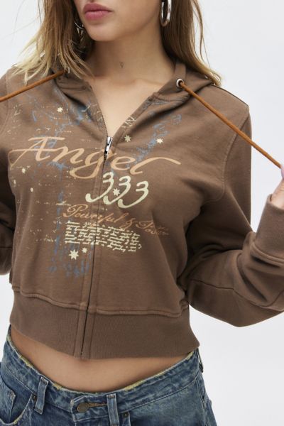 Urban Outfitters Angel 333 Graphic Zip-Up Hoodie Sweatshirt