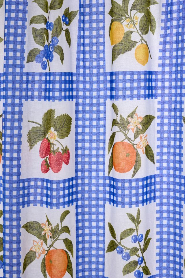 Gingham Fruit Patterned Shower Curtain #1