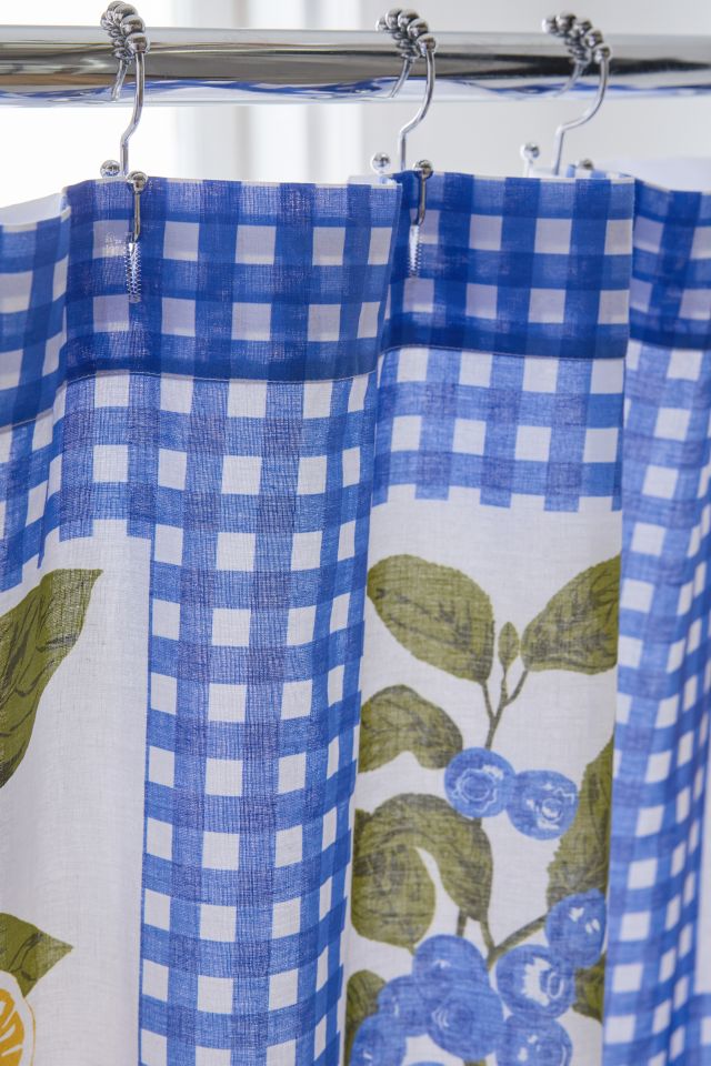 Gingham Fruit Patterned Shower Curtain #2