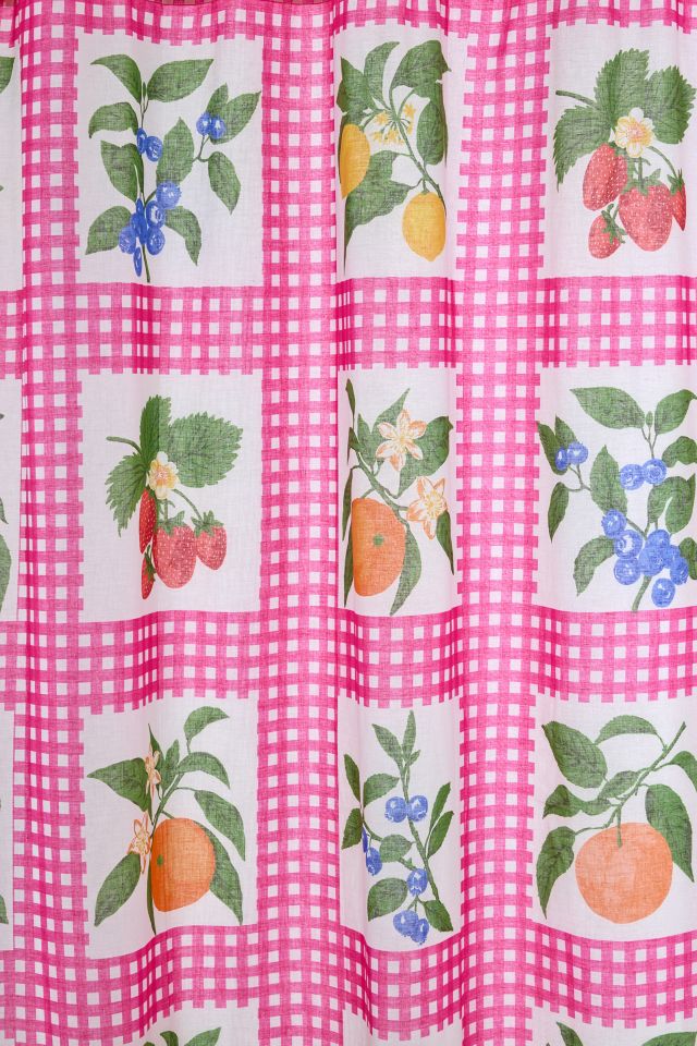 Gingham Fruit Patterned Shower Curtain #1