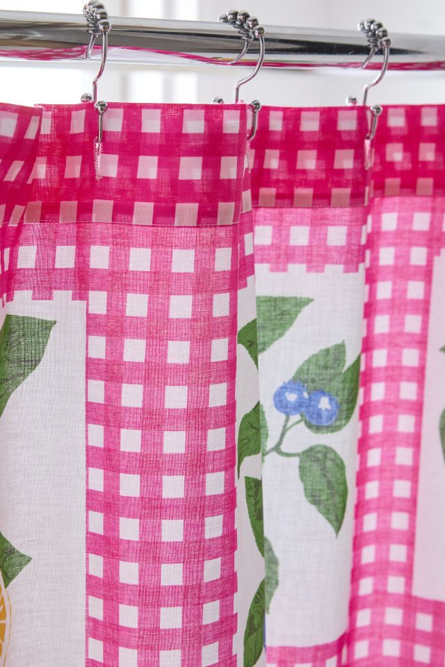 Gingham Fruit Patterned Shower Curtain #2