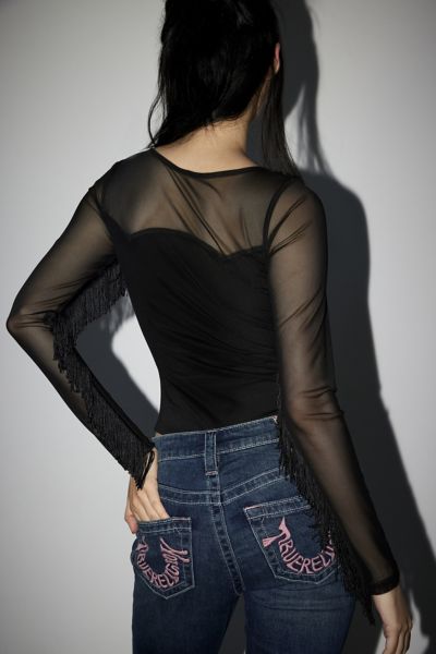 Out From Under Western Fringe Mesh Bodysuit