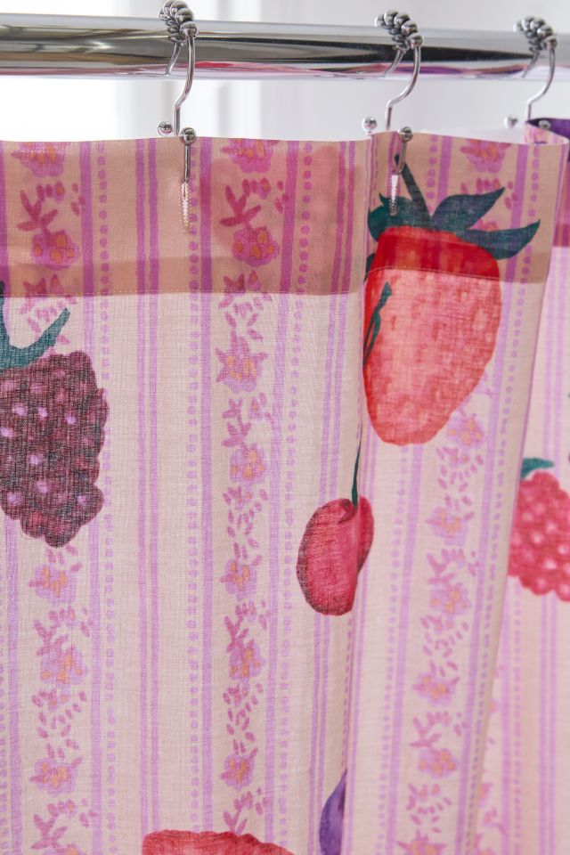 Berry Stripe Patterned Shower Curtain #2