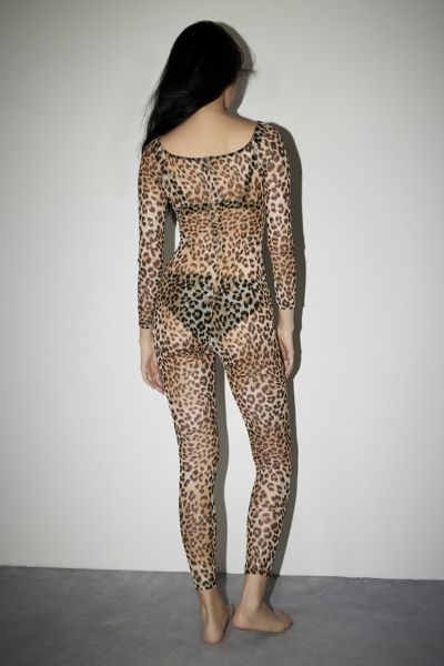 Out From Under Sheer Leopard Print Mesh Catsuit