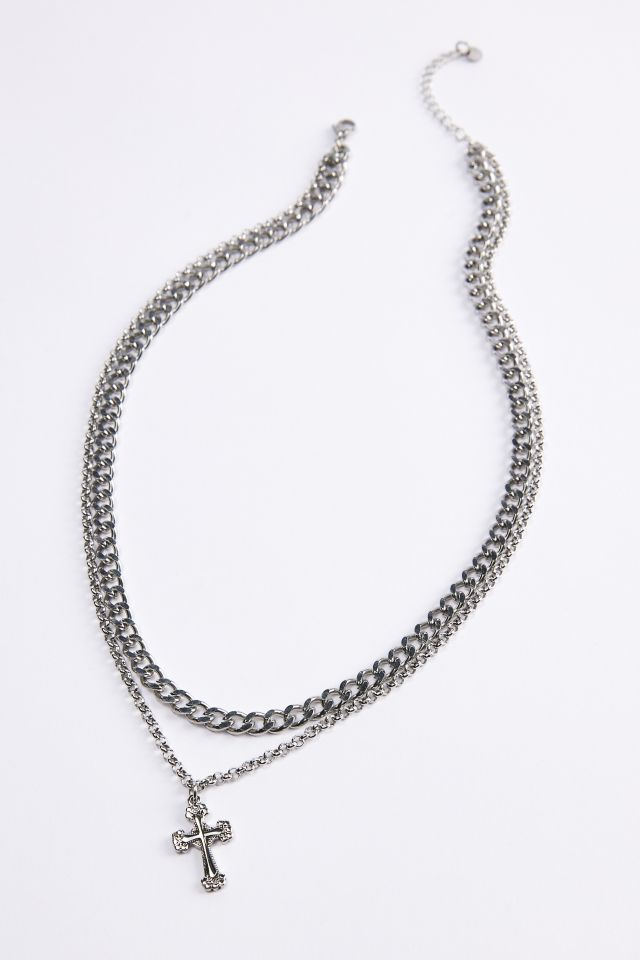 Stainless Steel Cross Layering Necklace | Urban Outfitters