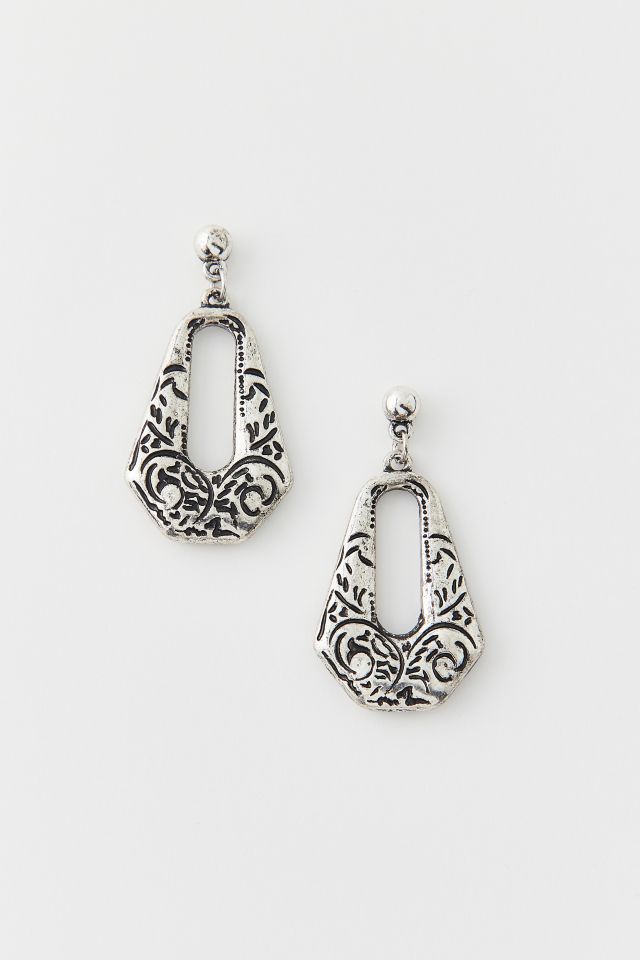 Boucle d'oreille pendante Ansel gravée #2