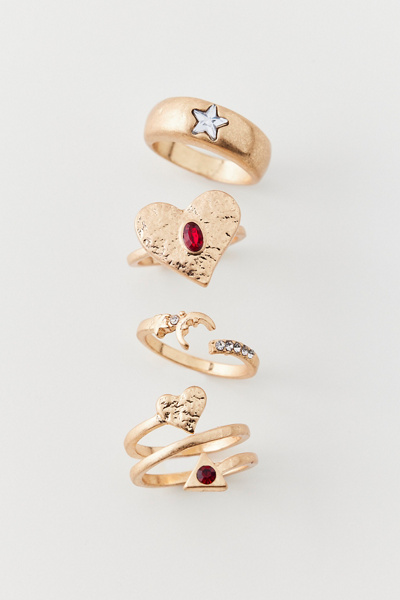 Rhea Red Rhinestone Ring Set | Urban Outfitters