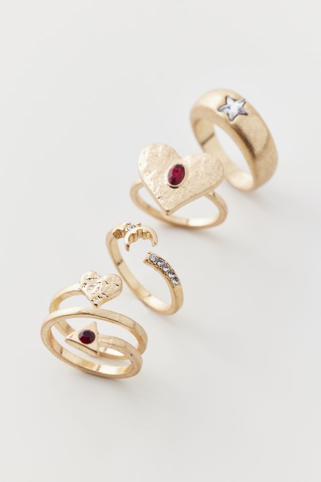 Rhea Red Rhinestone Ring Set #2