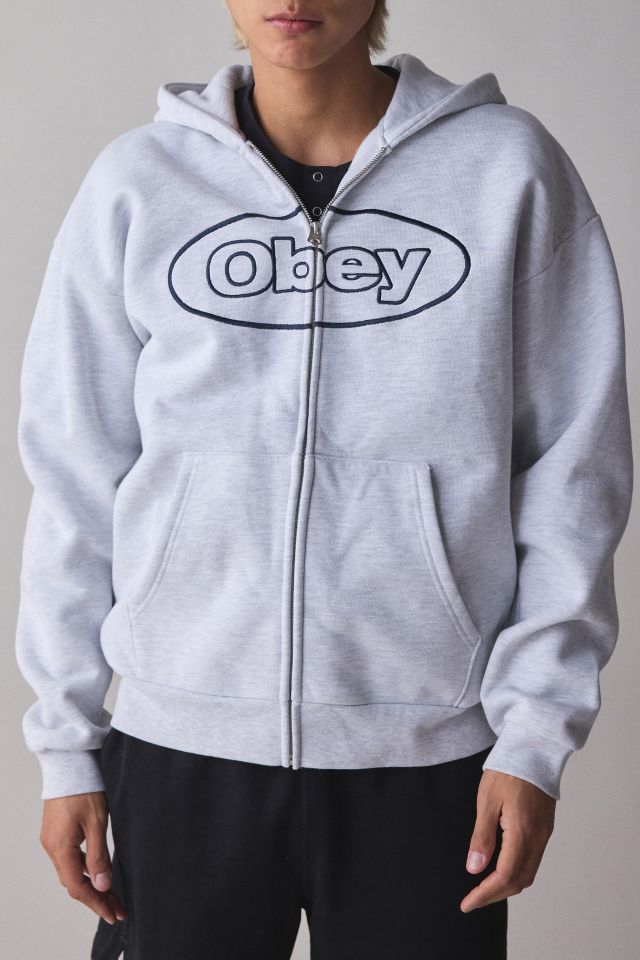 OBEY Oval Logo Graphic Extra Heavy Zip-Up Sweatshirt #3