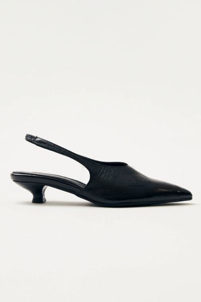 Alohas Eros Slingback Pointed Toe Kitten Heel Pump In Black