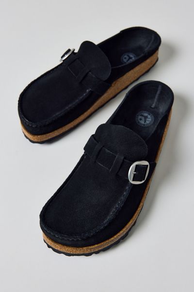 Birkenstock Buckley Narrow Suede Clog In Black Suede