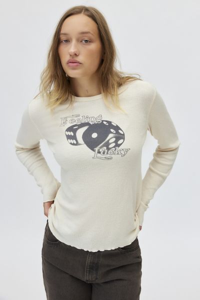 Feeling Lucky Graphic Long Sleeve Thermal Tee