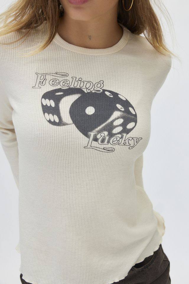 T-shirt thermique à manches longues avec graphique Feeling Lucky #1