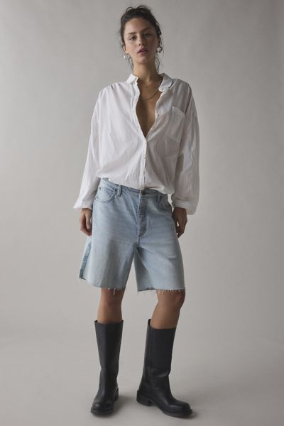 Lee Mid-rise Slouch Bermuda Denim Short In Hint Of Rain, Women's At Urban Outfitters In Hint Of Rain
