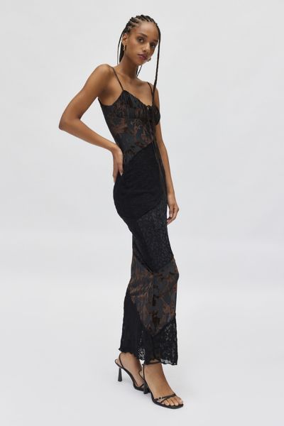 kiss the sky alessandra spliced velvet & lace slip dress