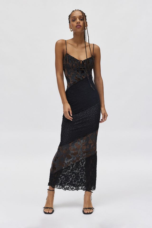 Kiss The Sky Alessandra Spliced Velvet & Lace Slip Dress #2