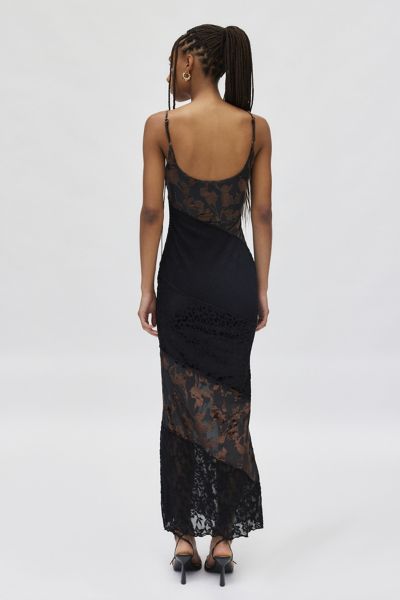 Kiss The Sky Alessandra Spliced Velvet & Lace Slip Dress