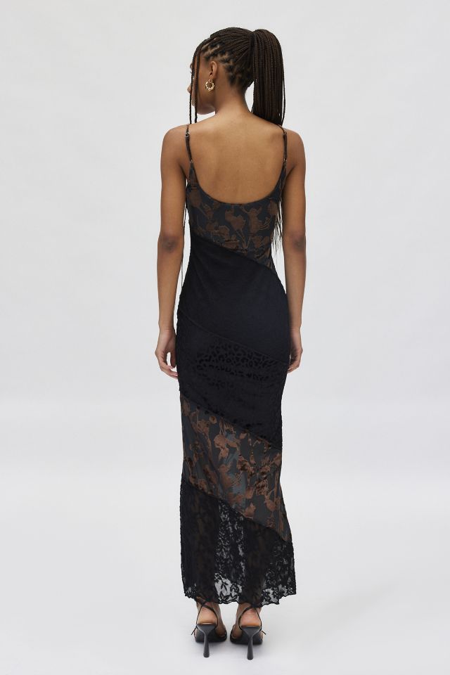 Kiss The Sky Alessandra Spliced Velvet & Lace Slip Dress #3