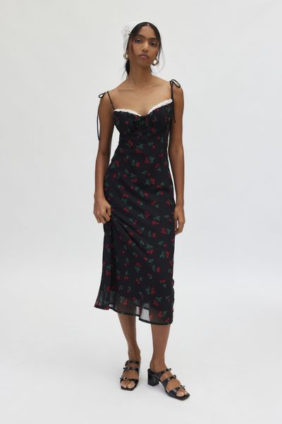 kiss the sky toni floral bias cut slip midi dress