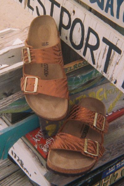 Birkenstock Women's Arizona Synthetics Silky Zebra Sandal In Silky Zebra Pecan, Women's At Urban Outfitters
