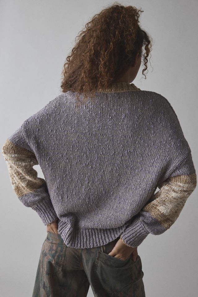 BDG Van Striped Oversized V-Neck Dad Sweater #2