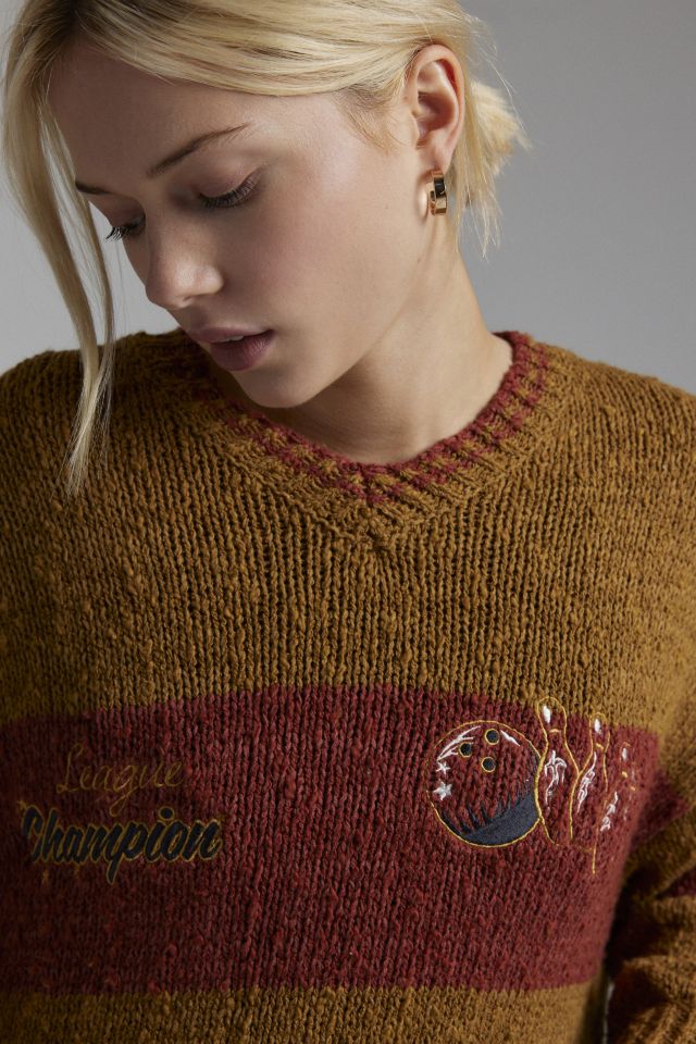 BDG Van Bowling Graphic Oversized V-neck Dad Sweater #3