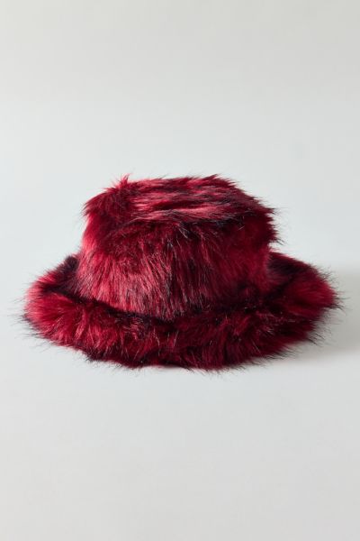 Urban Outfitters Fluffy Faux Fur Bucket Hat In Red, Women's At  In Red