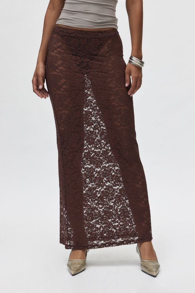 Lioness Black Swan Sheer Lace Maxi Skirt #1