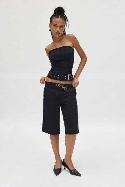Lioness Backstage Belted Low Rise Jort In Black, Women's At Urban Outfitters In Black