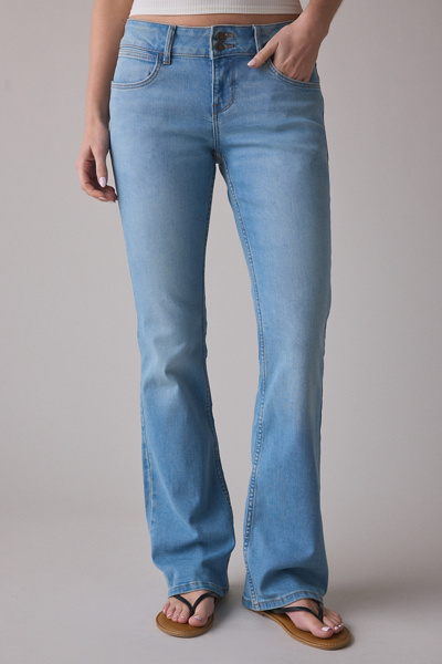 Wrangler Low-Rise Bootcut Jeans in Dusty Blue, Women's at Urban Outfitters