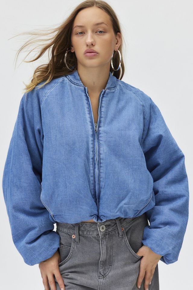 AFRM Billie Padded Denim Bomber Jacket #3