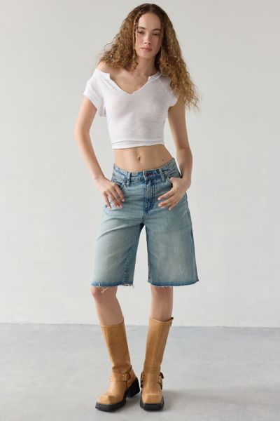 Wrangler High-rise Relaxed Denim Jort In Sand Surf, Women's At Urban Outfitters In Sand Surf