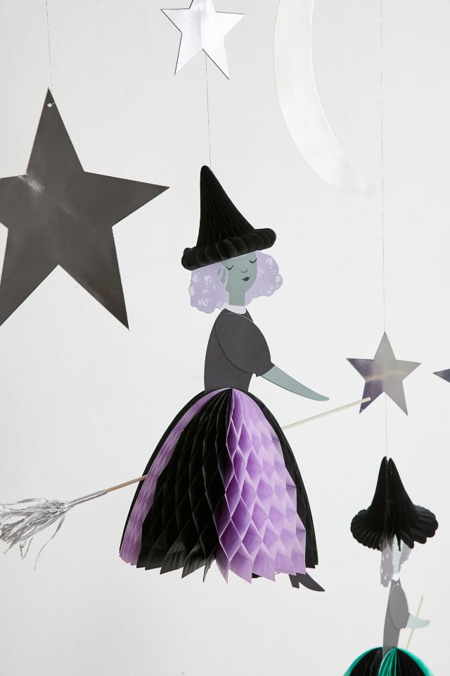 Meri Meri Hanging Honeycomb Flying Witch Décor Set #2