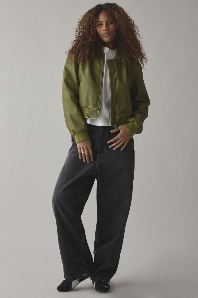 Silence + Noise Shayla Seamed Faux Leather Bomber Jacket #3