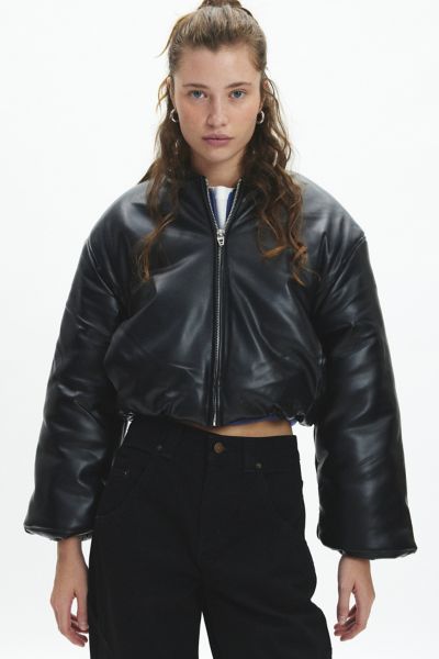 Blank NYC Bold Blend Faux Leather Cropped Bomber Jacket