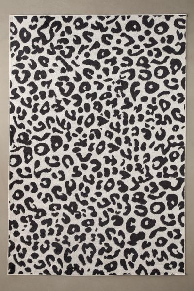 Urban Outfitters Leopard Printed Rug In Dark Grey At