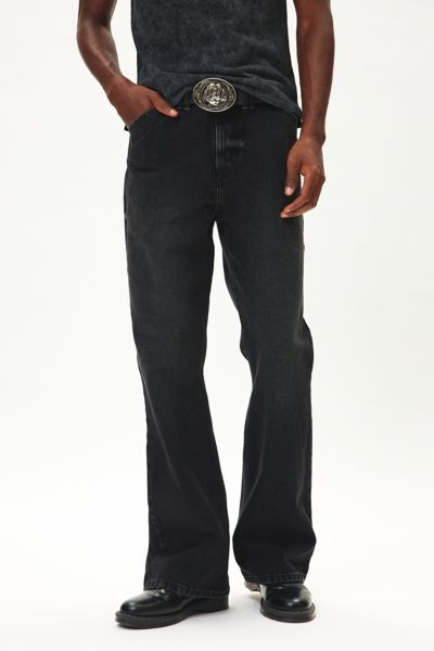 BDG KENNY FLARE LEG JEAN IN WASHED BLACK, MEN'S AT URBAN OUTFITTERS 