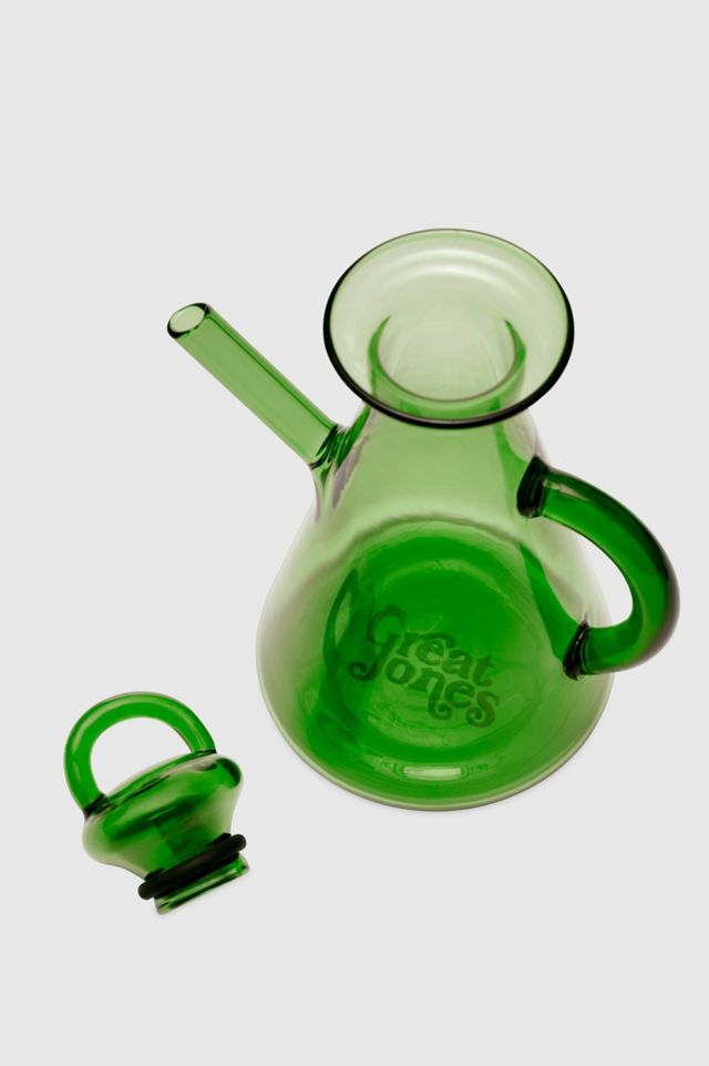 Broccoli Green Glass Oil Cruet with Spout and Handle