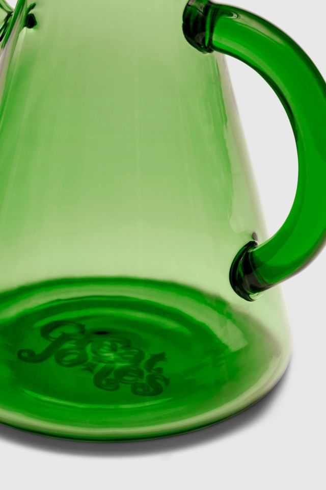 Broccoli Green Glass Oil Cruet with Spout and Handle