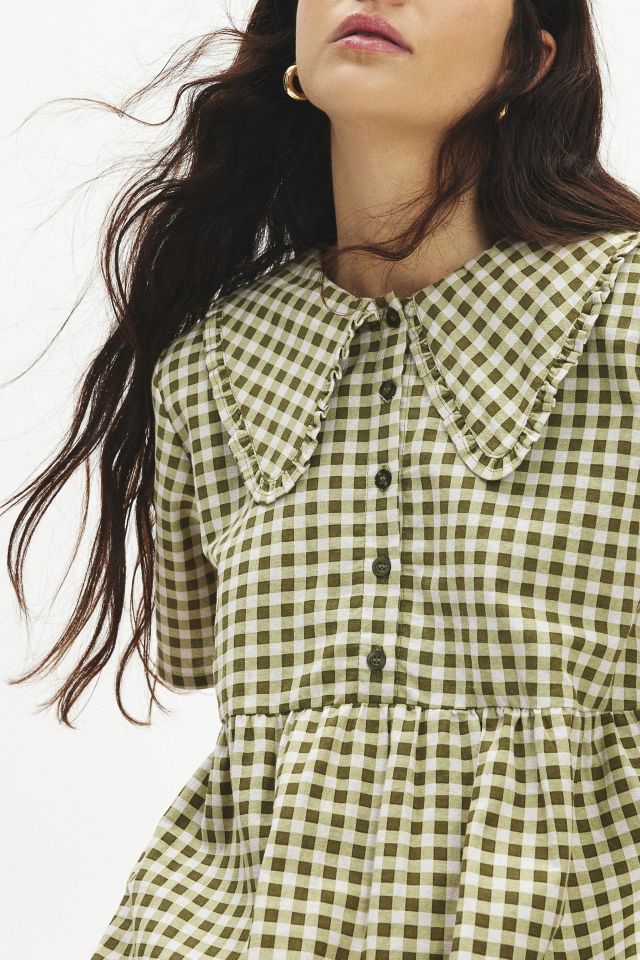 Motel Kior Ruffle Collar Gingham Babydoll Midi Dress #1