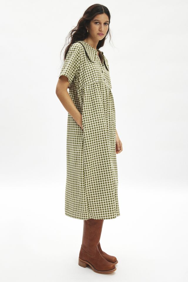 Motel Kior Ruffle Collar Gingham Babydoll Midi Dress #2