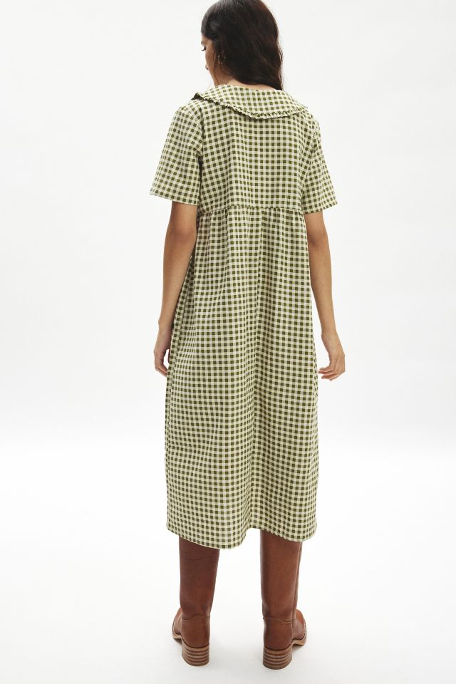 Motel Kior Ruffle Collar Gingham Babydoll Midi Dress #3