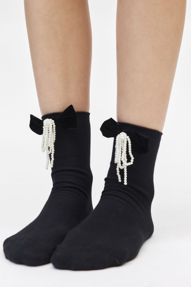 Chaussette Nœud en Velours et Perle #1