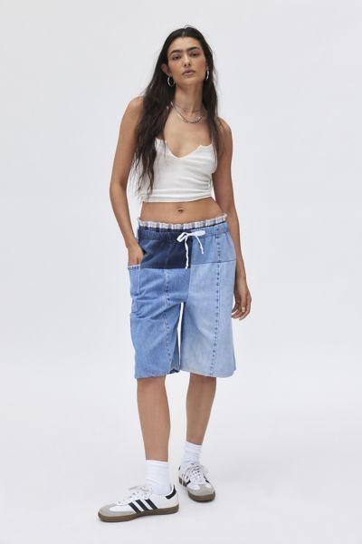 Urban Renewal Remade Pieced Denim Jort In Tinted Denim, Women's At Urban Outfitters In Tinted Denim