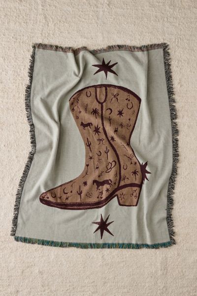 Tuft Luck UO Exclusive Doodle Boot Tapestry Throw Blanket
