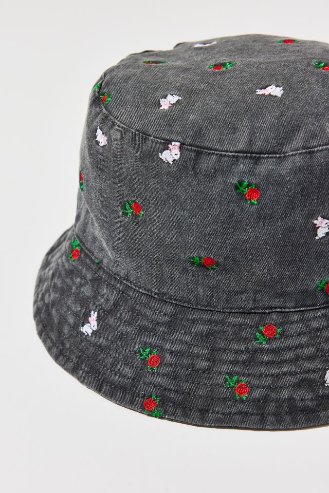 Icon Embroidered Denim Bucket Hat #1